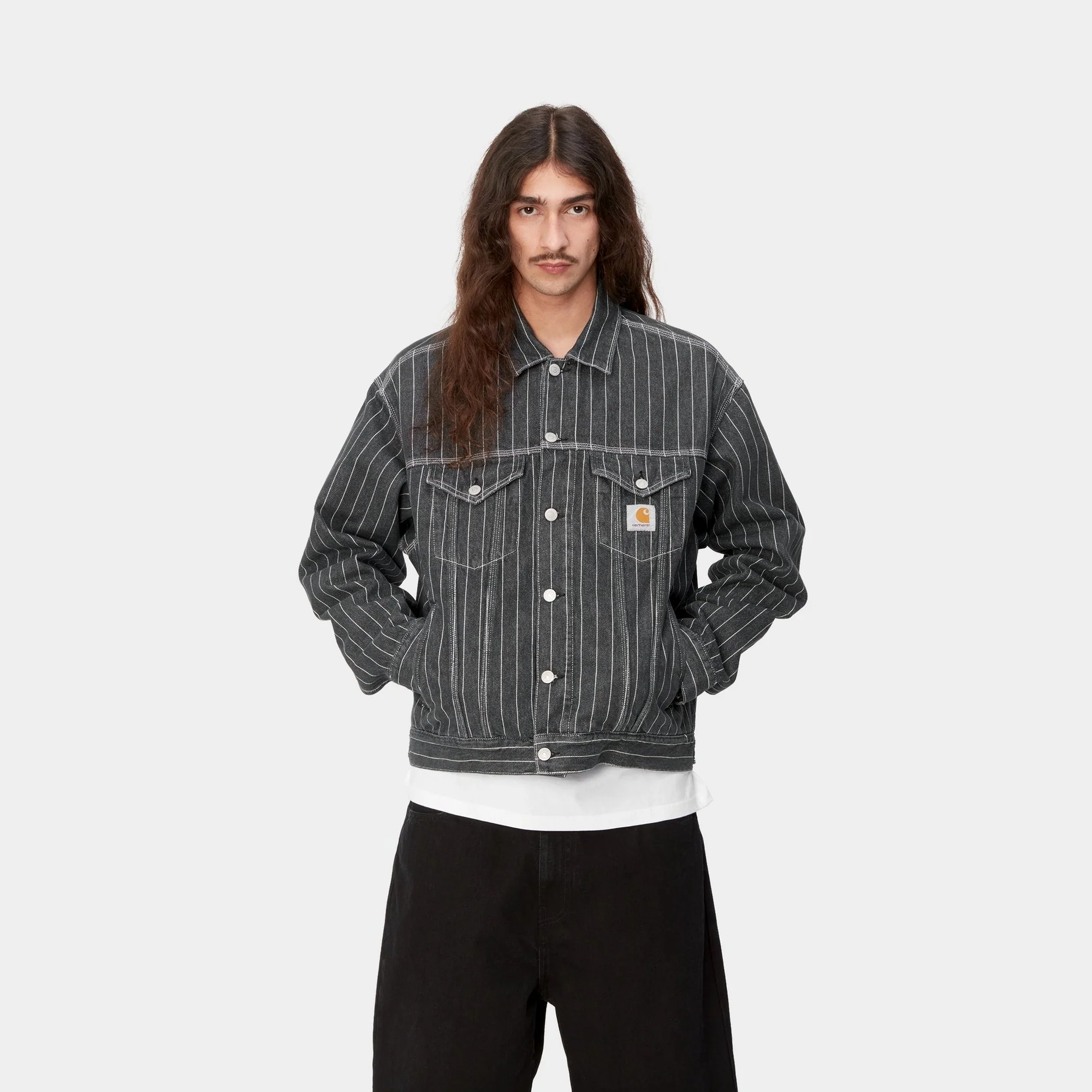 NMOrlean Stripe Jacket | Black / White (stone washed)