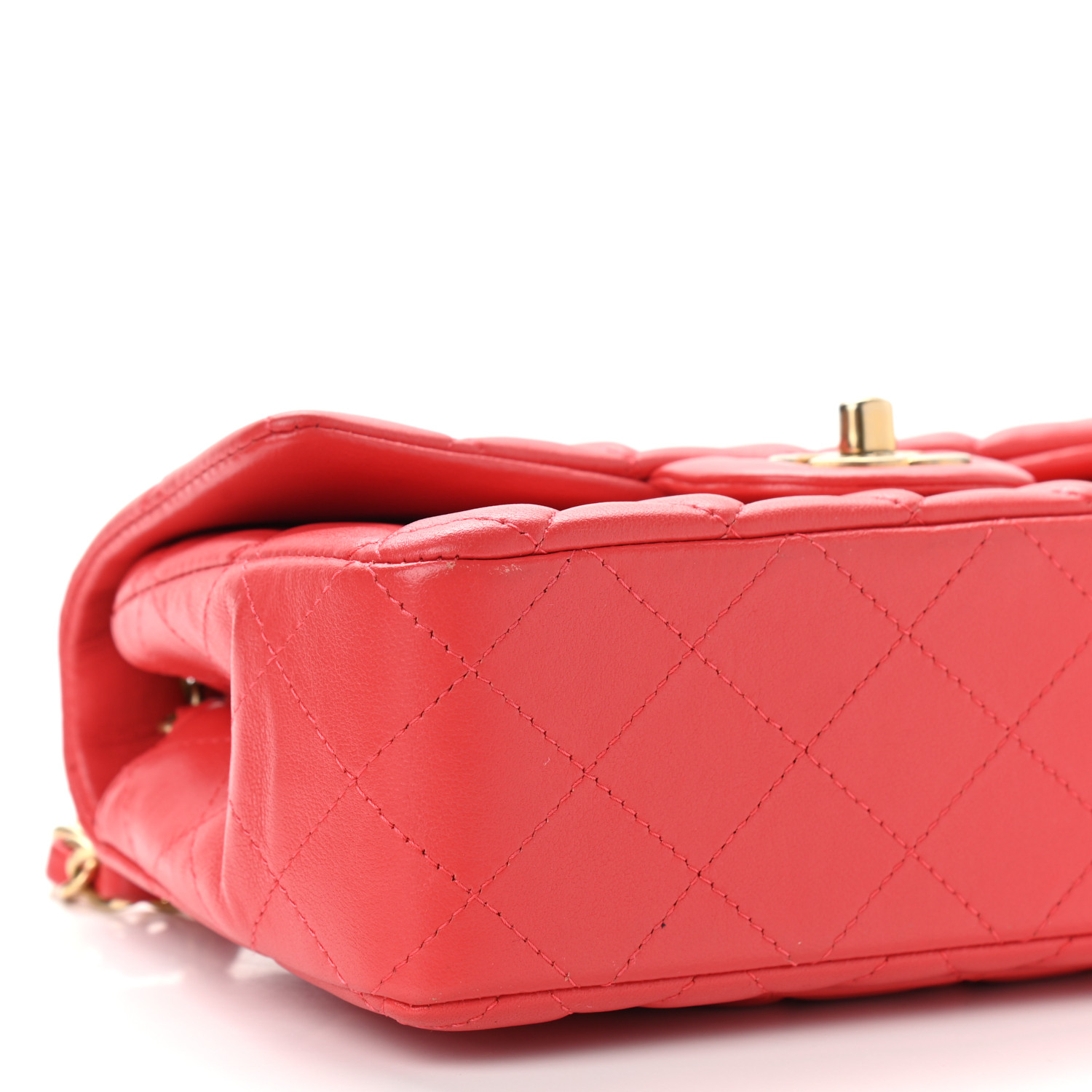 NMLambskin Quilted Mini Rectangular Flap Red