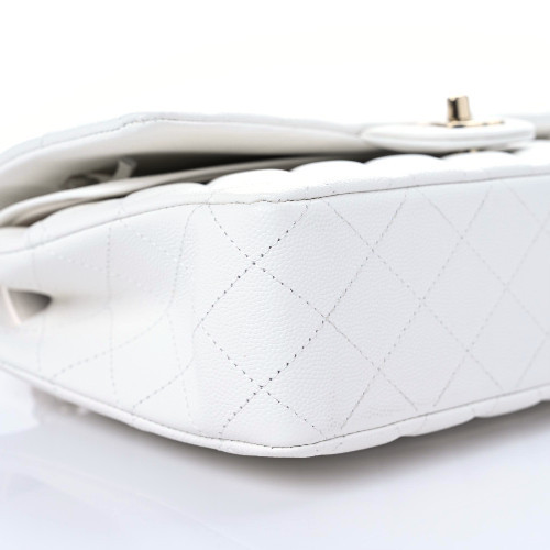 NMCaviar Quilted Medium Double Flap White