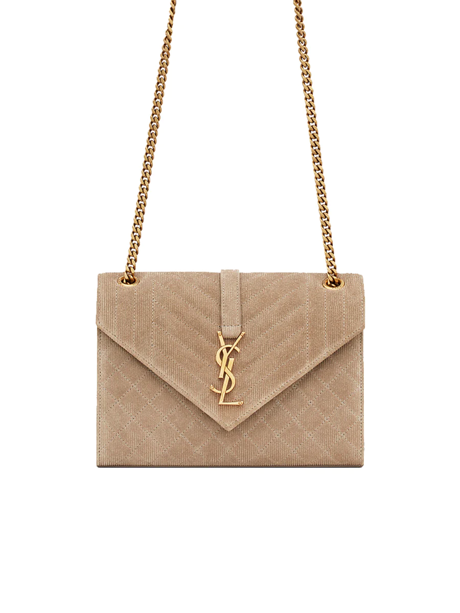 NMEnvelope Medium Chain Bag in Mix Matelasse Corduroy in Greyish Brown