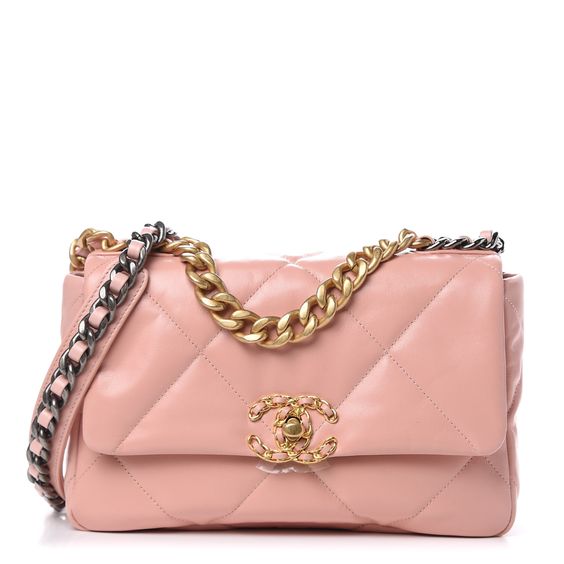 NMLambskin Quilted Medium Chanel 19 Flap Light Pink