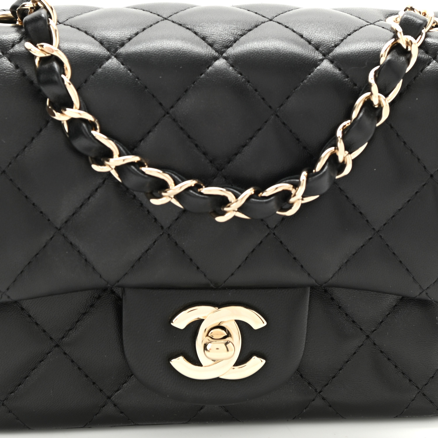 NMLambskin Quilted Mini Square Flap Bag Black