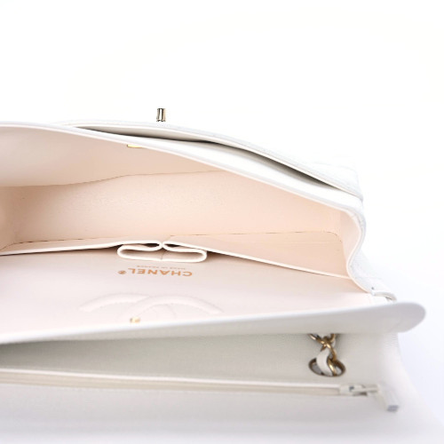 NMCaviar Quilted Medium Double Flap White