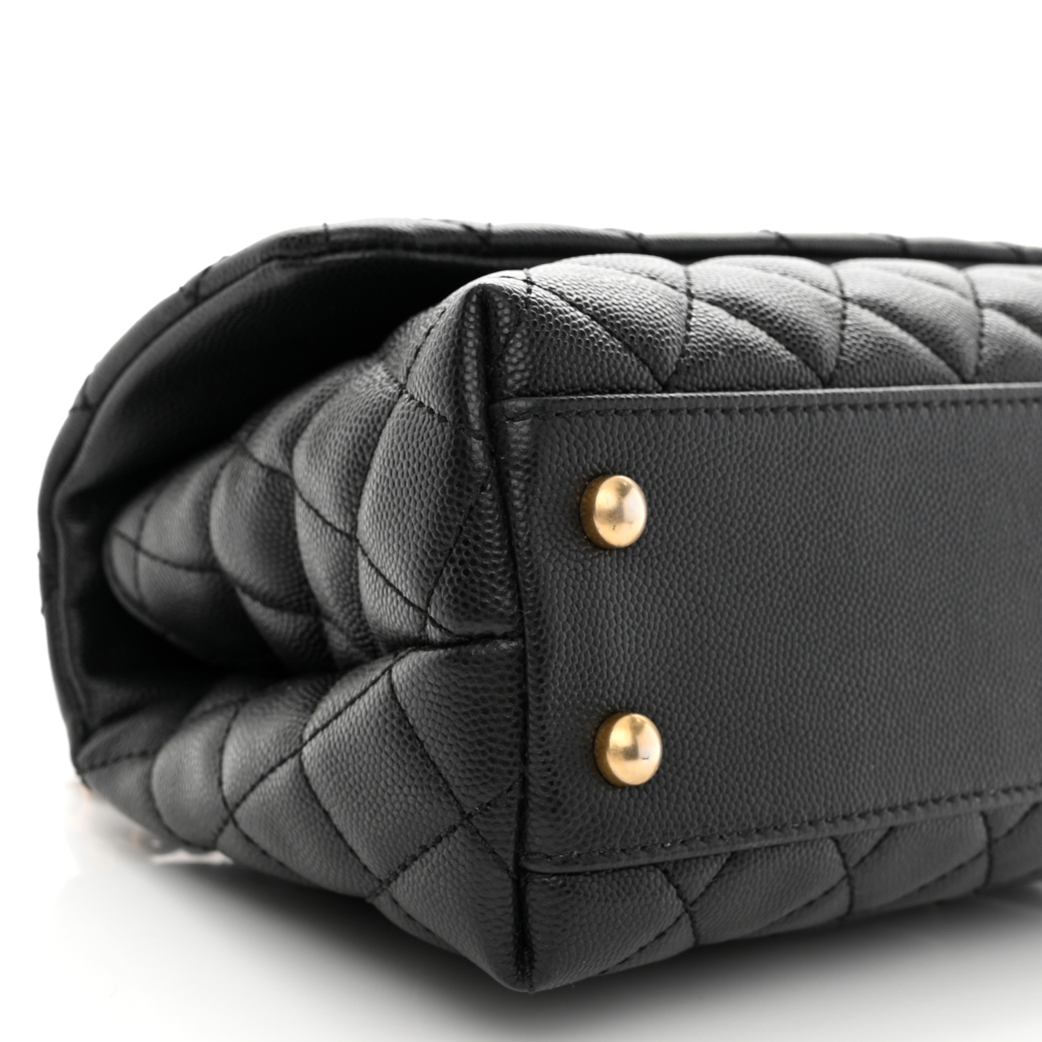 NMCaviar Lizard Embossed Quilted Mini Coco Handle Flap Black