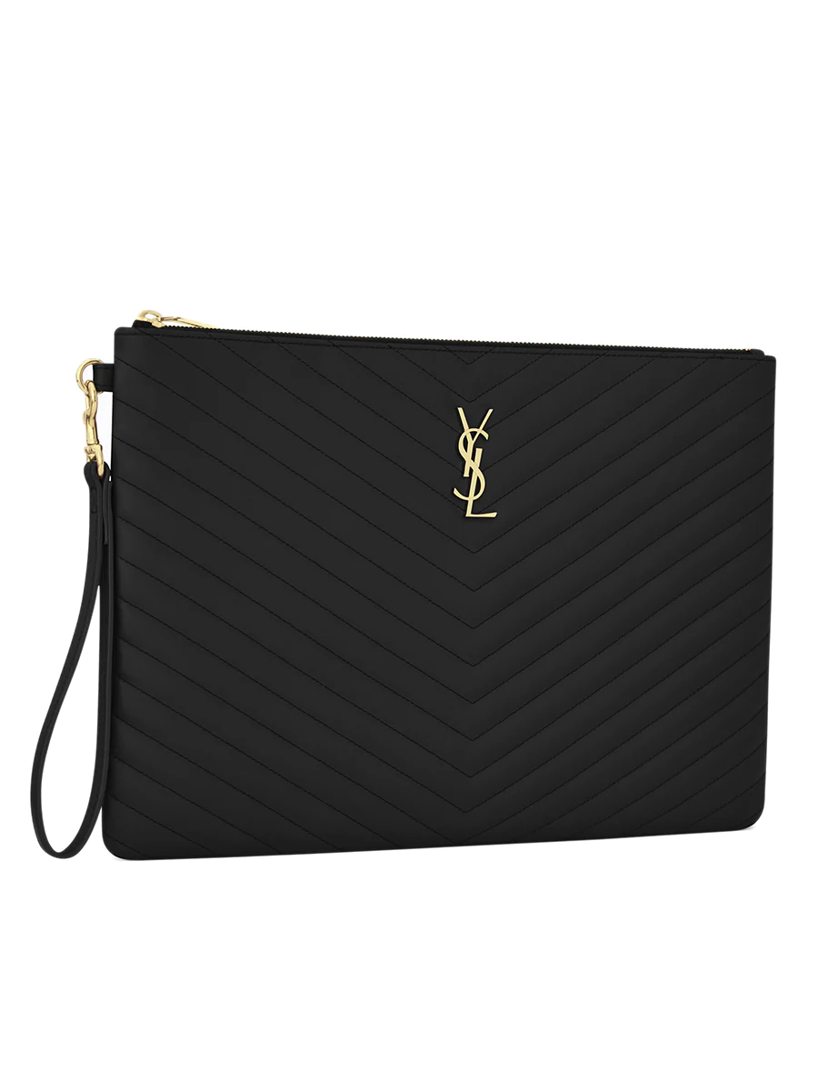 NMMonogram Document Holder in Matelasse Leather