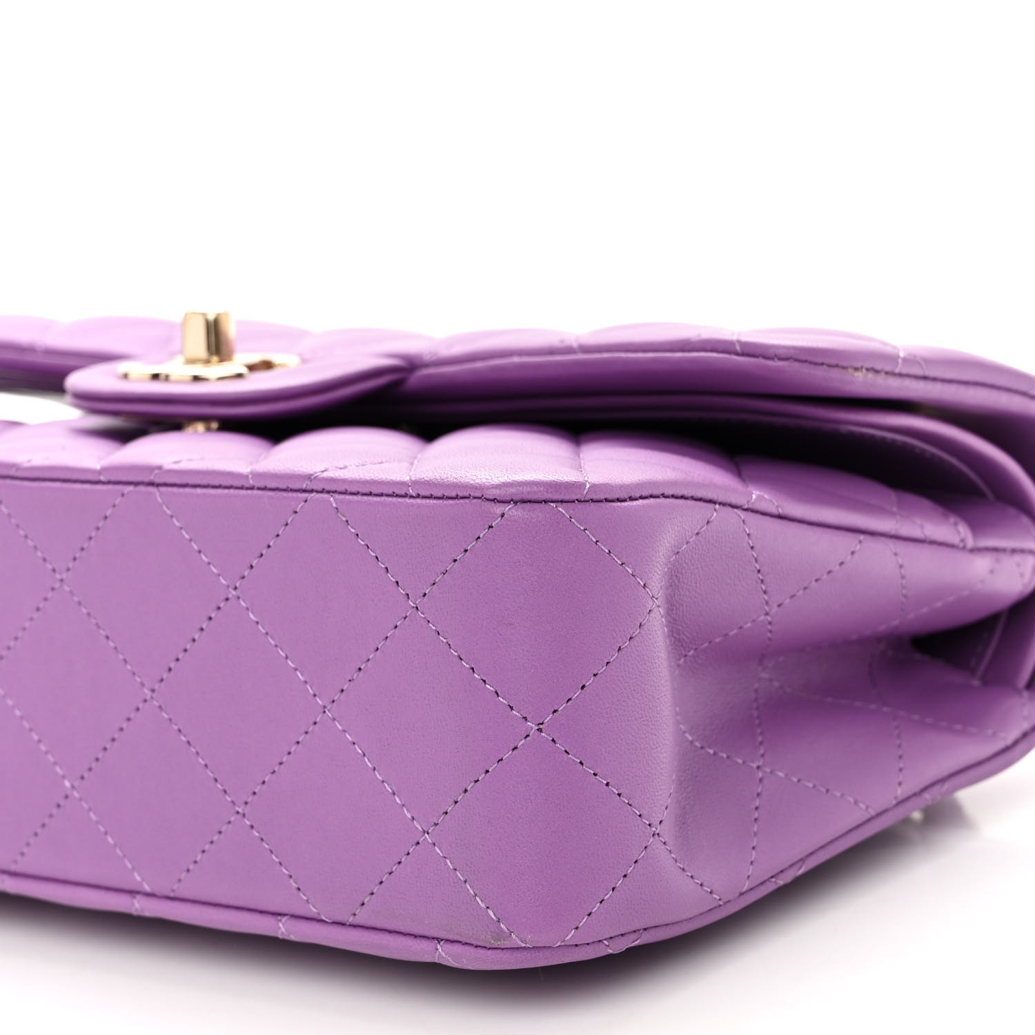 NMLambskin Quilted Small Double Flap Purple
