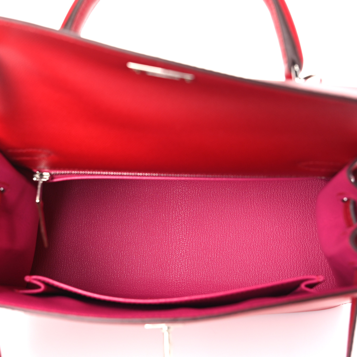 NMMadame Calfskin Verso Kelly Sellier 25 Rouge Piment Rose Shocking