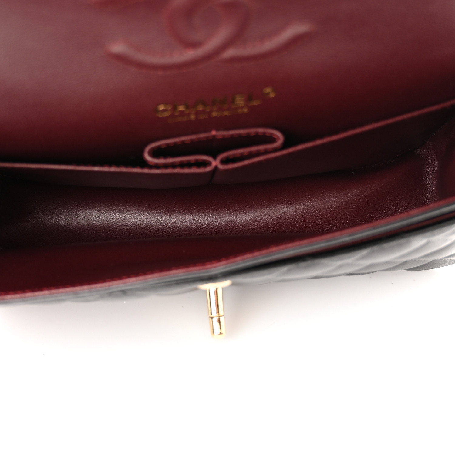 NMLambskin Quilted Small Double Flap Black