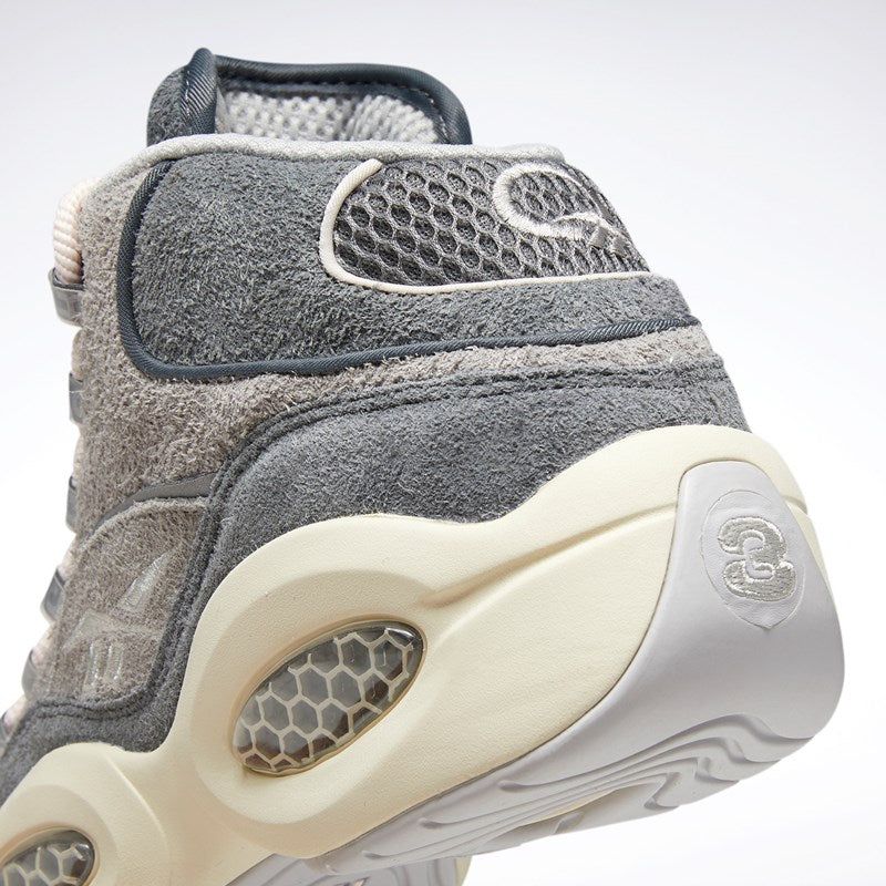 NMReebok Men's Question Mid Suede Shoes - Grey / Steel / Chalk White