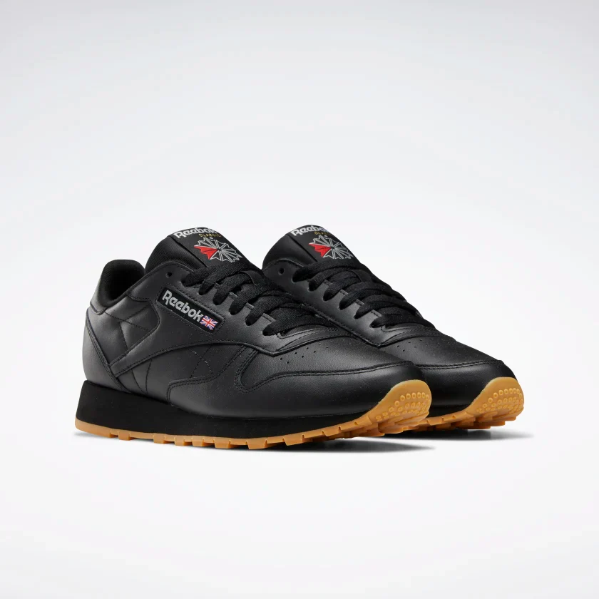 NMReebok Men's Classic Leather Shoes - Core Black / Pure Grey / Rubber Gum