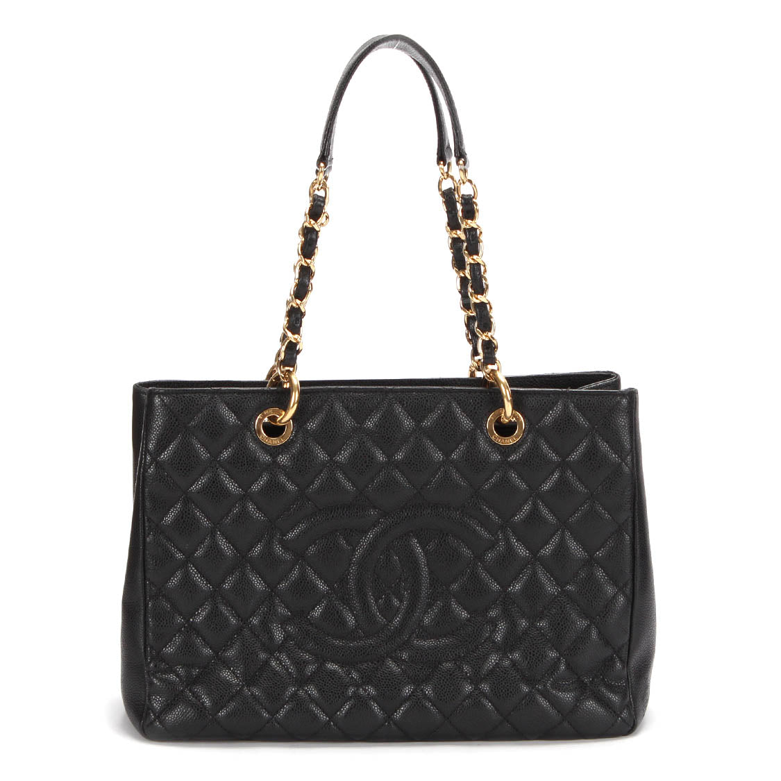 NMCaviar Quilted Grand Shopping Tote GST Black - Gold chain