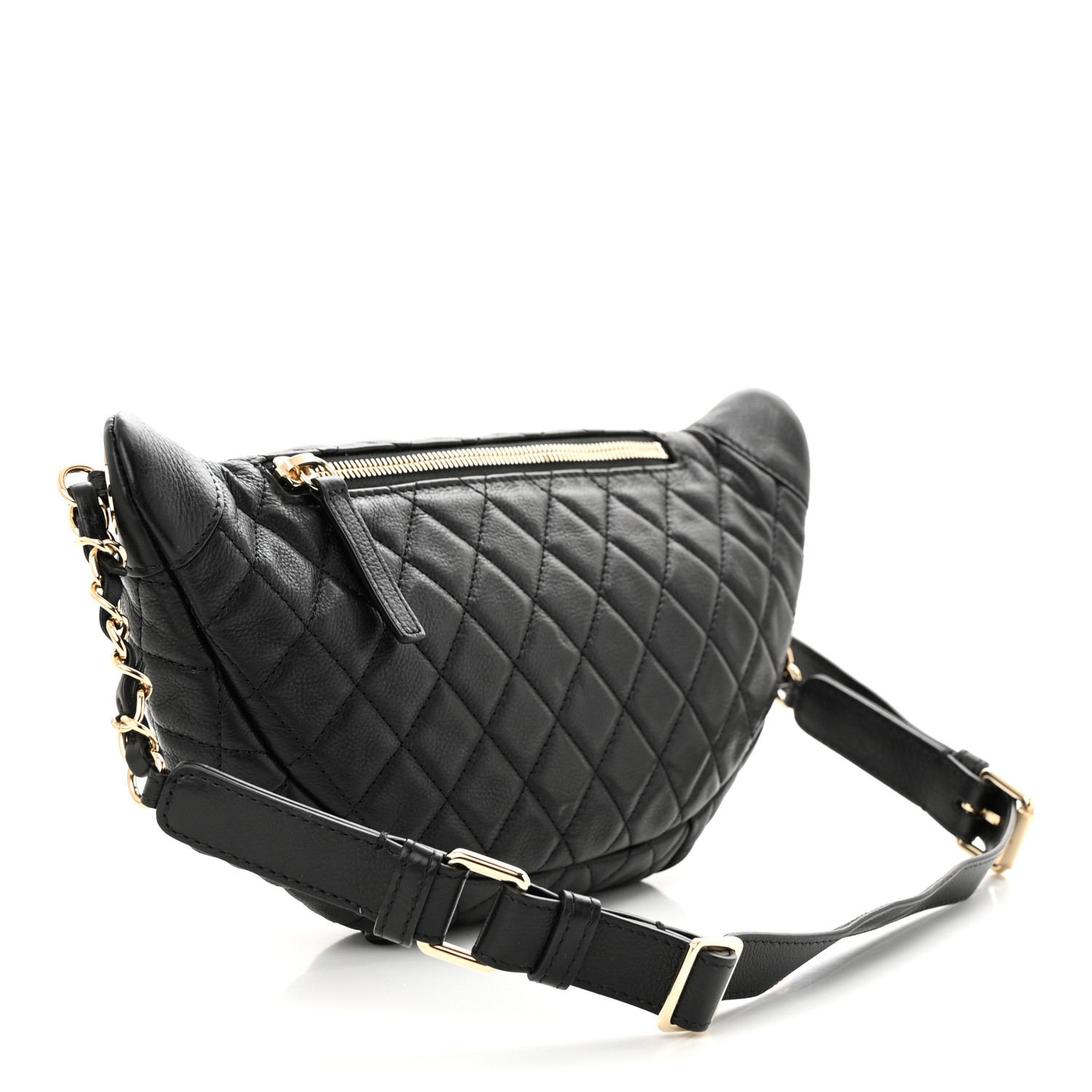 NMCalfskin Quilted Banane Waist Bag Fanny Pack Black