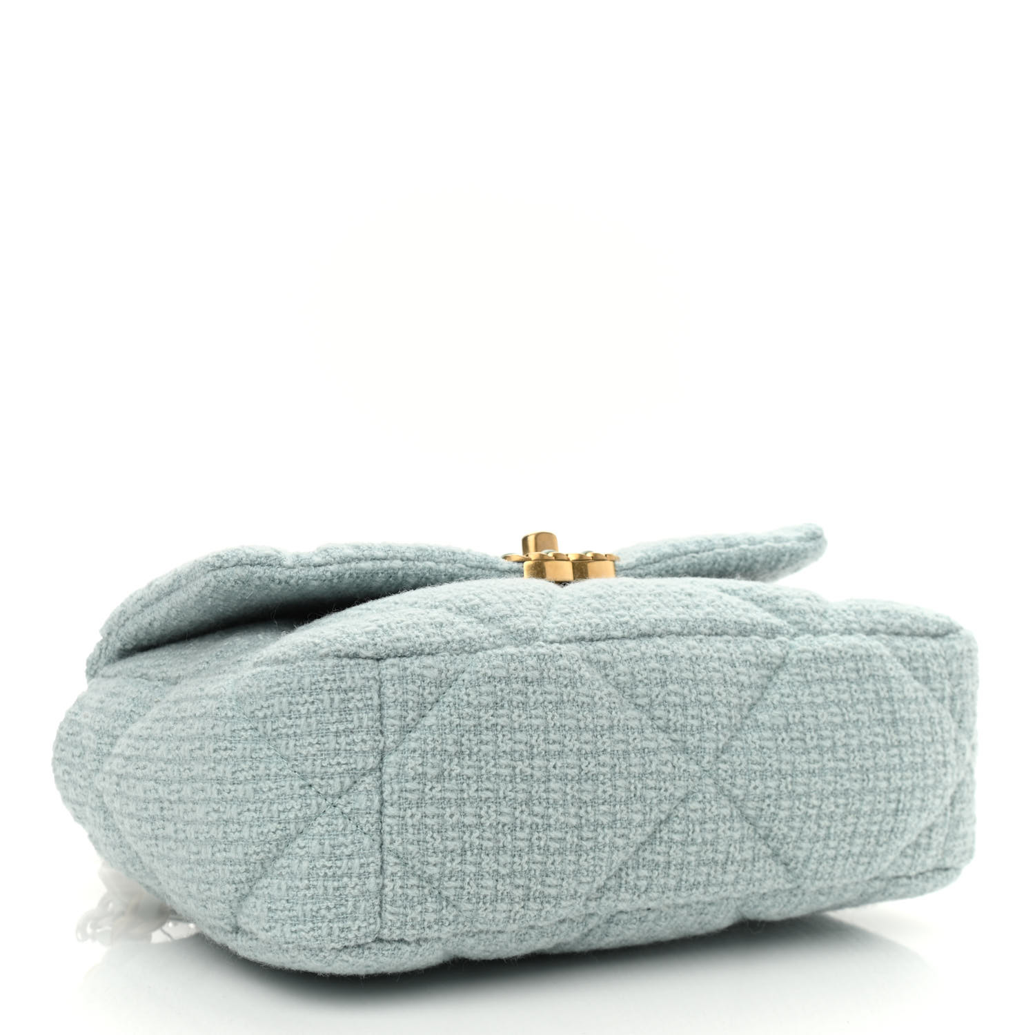 NMTweed Mixed Fibers Quilted Medium Chanel 19 Flap Light Green