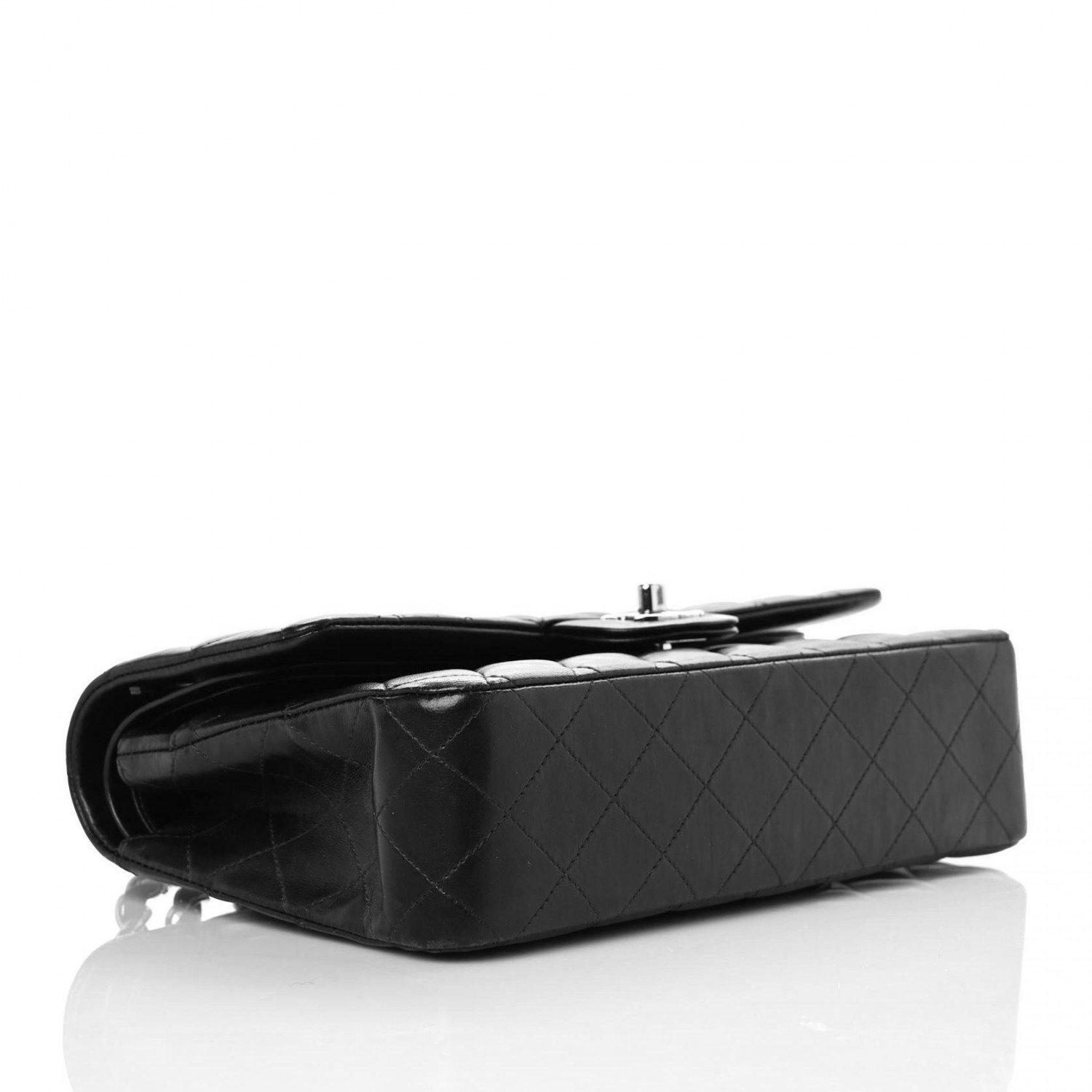 NMLambskin Quilted Medium Double Flap Black