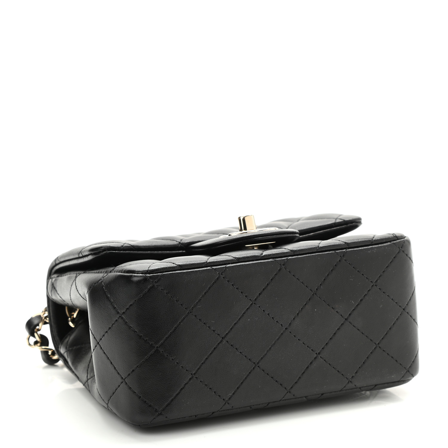NMLambskin Quilted Mini Square Flap Bag Black