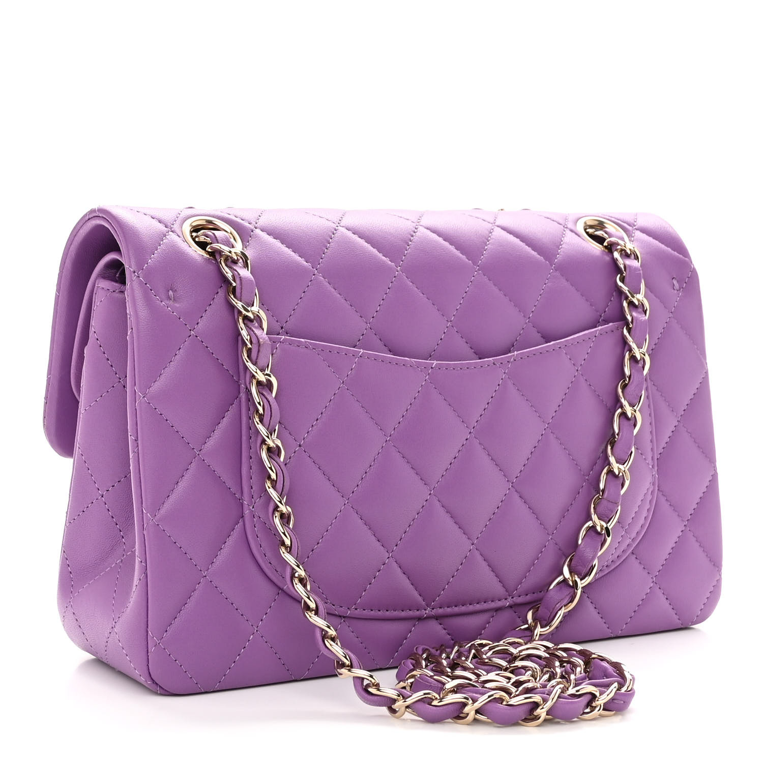 NMLambskin Quilted Small Double Flap Purple