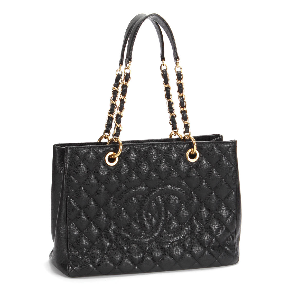 NMCaviar Quilted Grand Shopping Tote GST Black - Gold chain