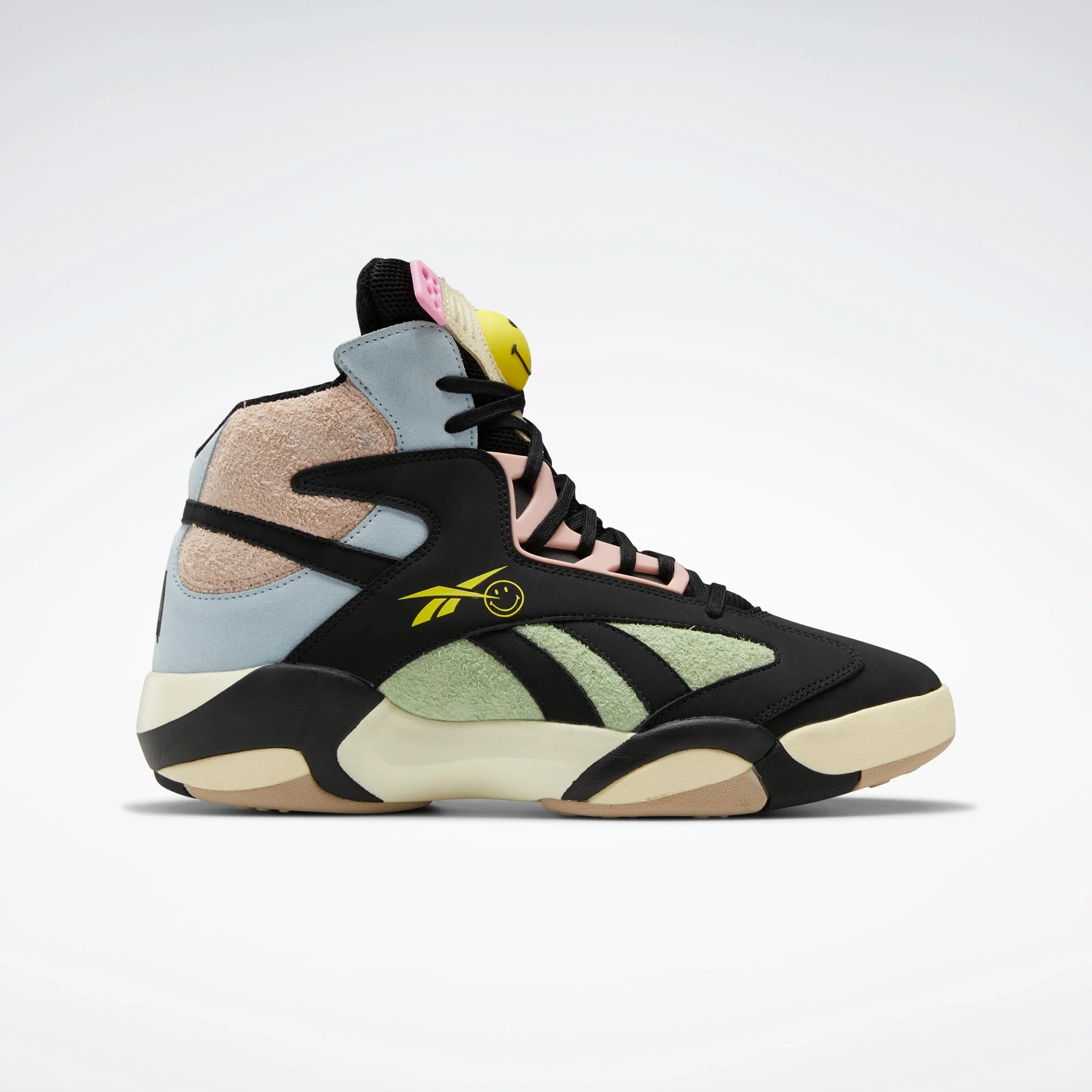 NMReebok Men's Smiley Shaq Attaq Shoes - Core Black / Dreamy Blue / Stinger Yellow