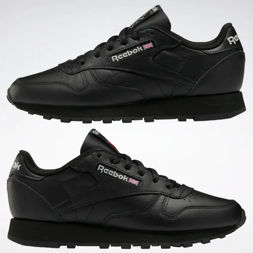 NMReebok Women's Classic Leather Shoes - Core Black / Pure Grey 5