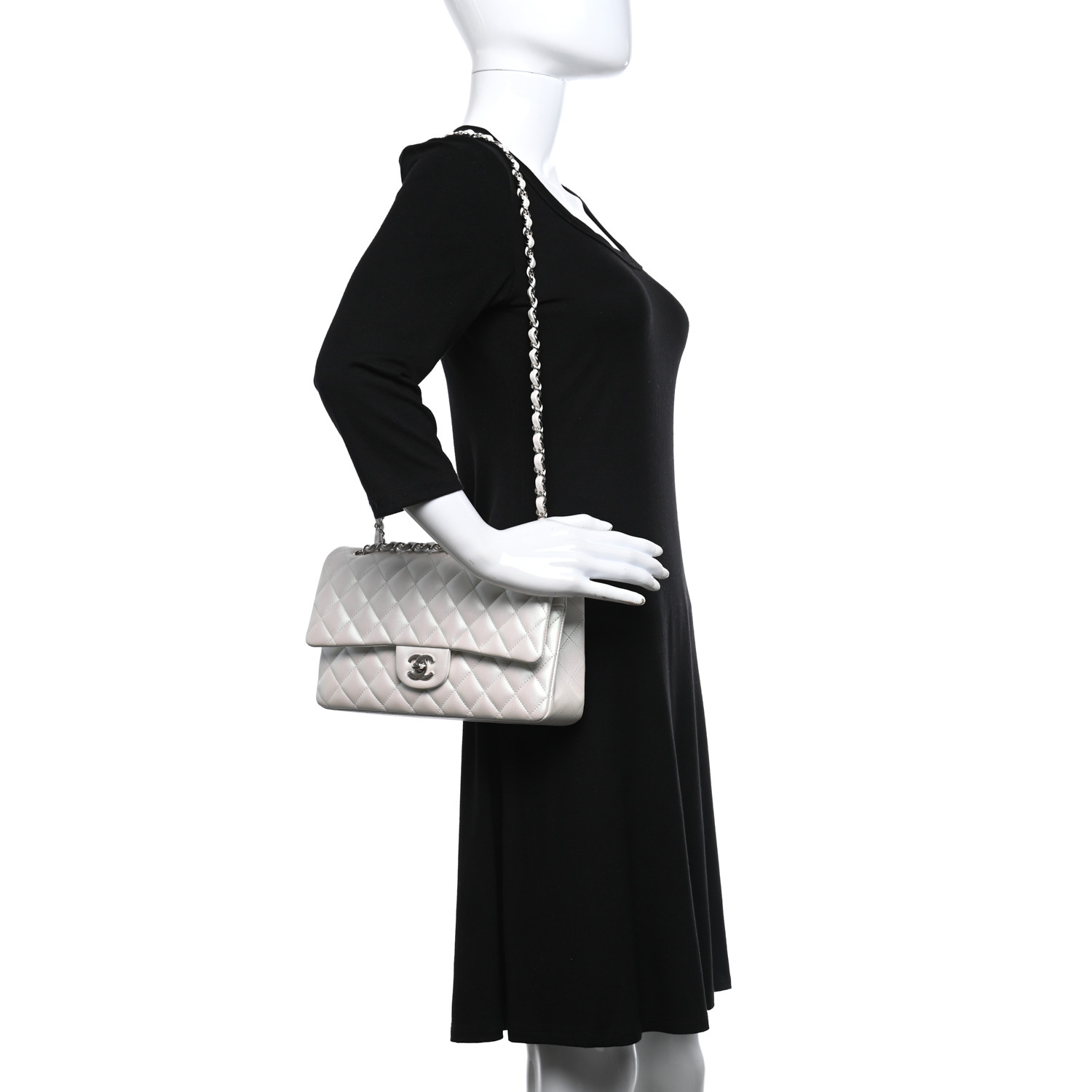 NMLambskin Quilted Medium Double Flap White