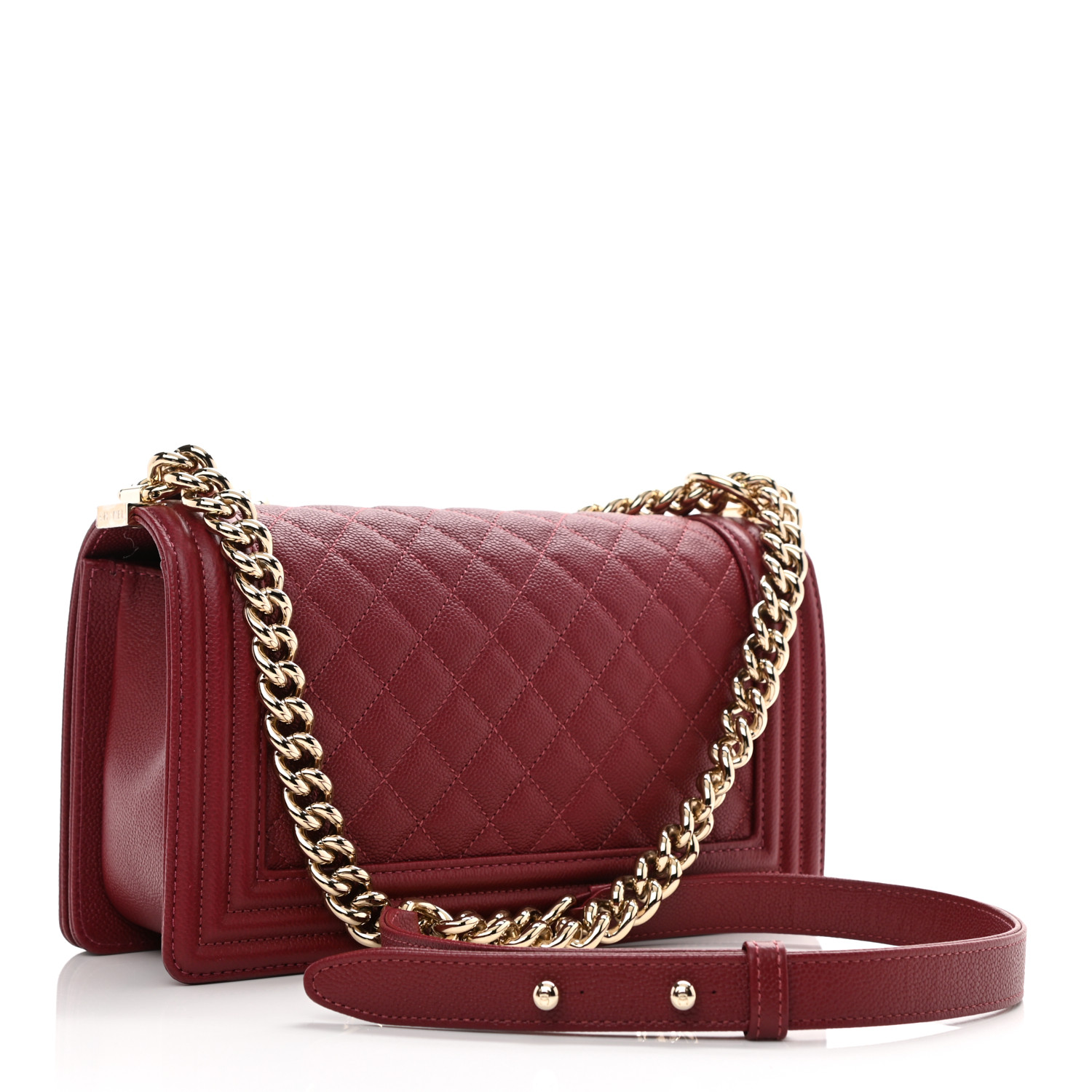 NMCaviar Quilted Medium Boy Flap Burgundy