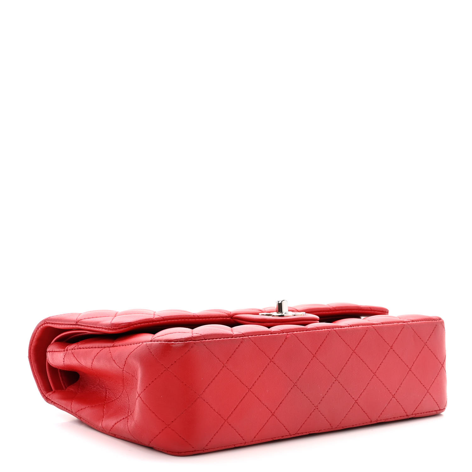 NMLambskin Quilted Medium Double Flap Red
