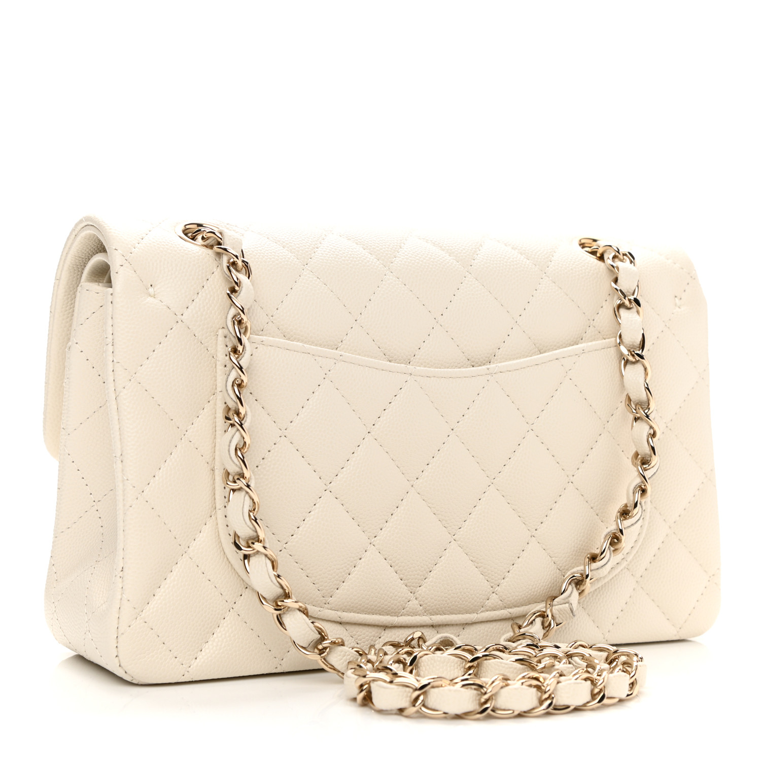 NMCaviar quilted Medium Double clamshell off-white