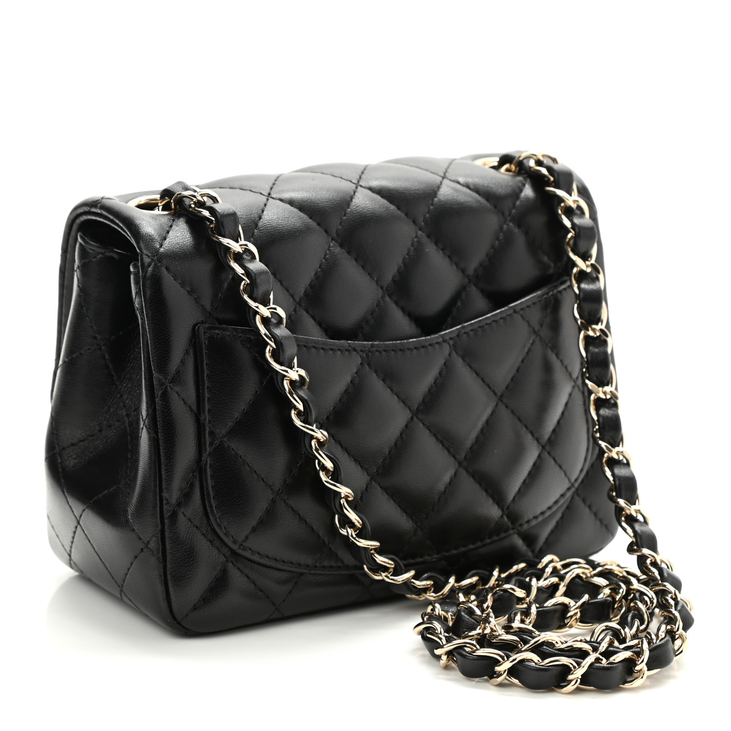 NMLambskin Quilted Mini Square Flap Bag Black