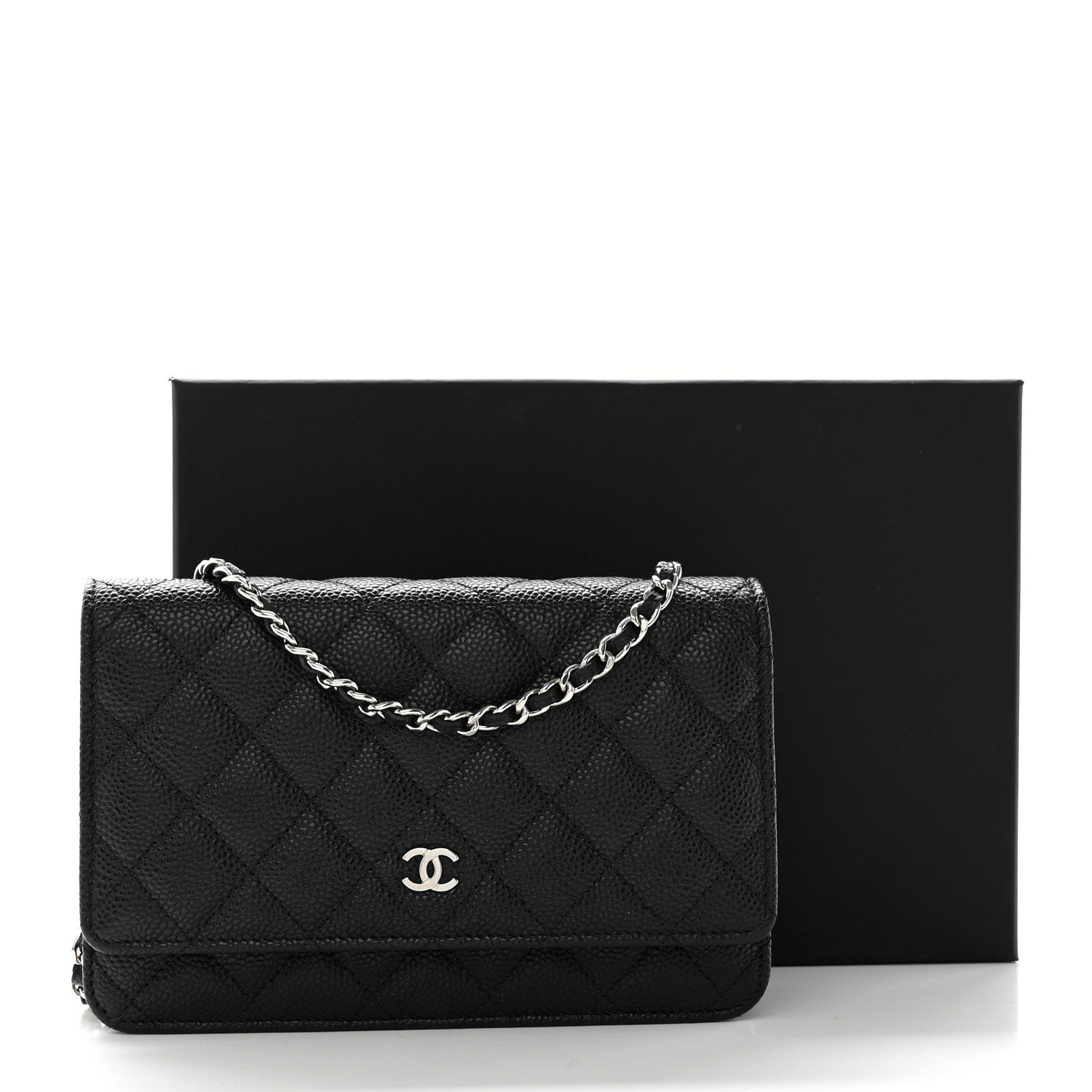 NMCaviar Quilted Wallet on Chain WOC Black