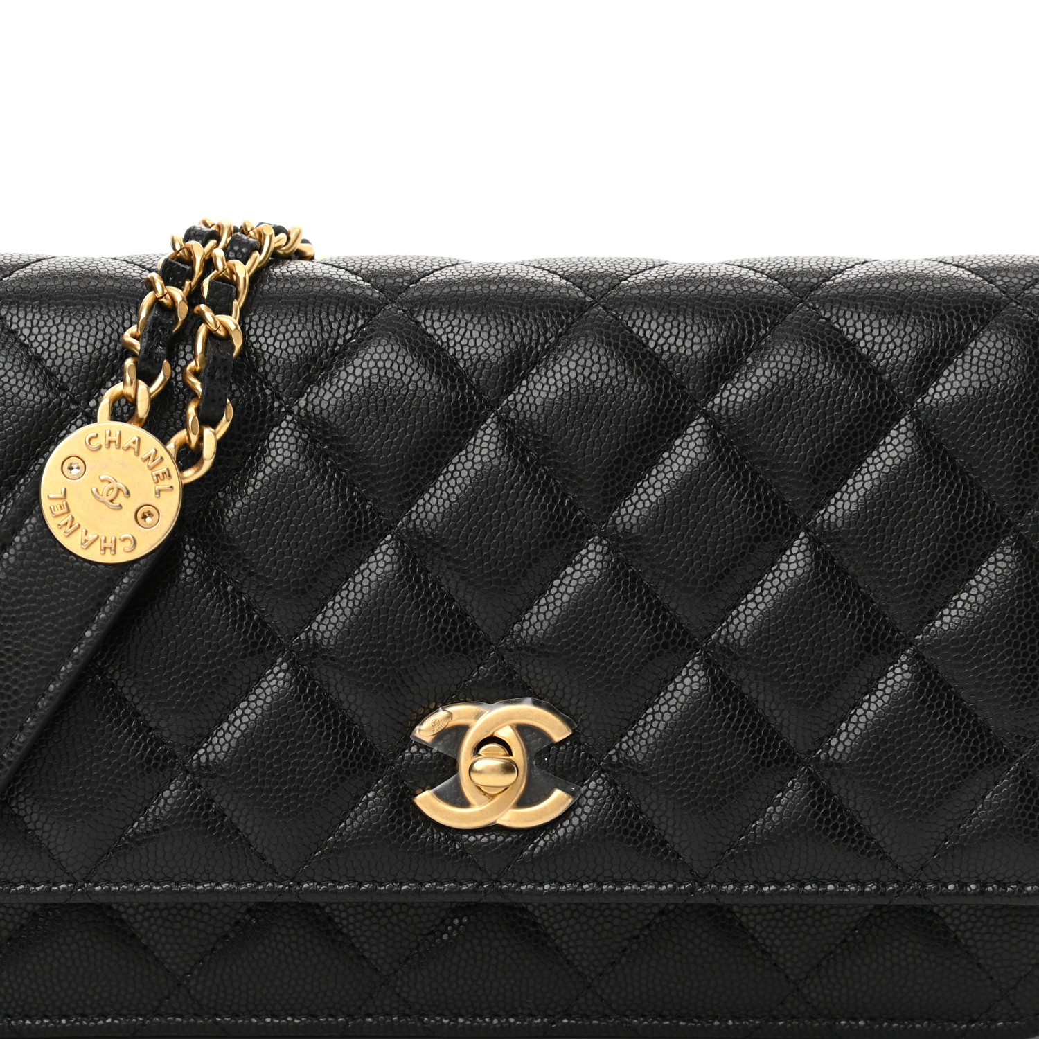 NMCaviar Quilted Twist Your Buttons Wallet On Chain WOC Black