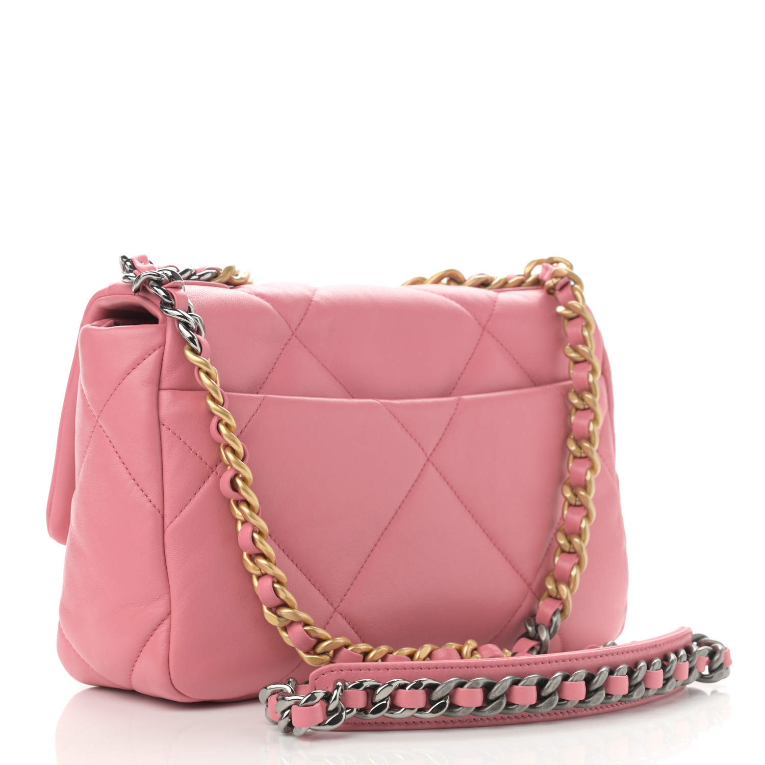 NMLambskin Quilted Medium Chanel 19 Flap Light Pink
