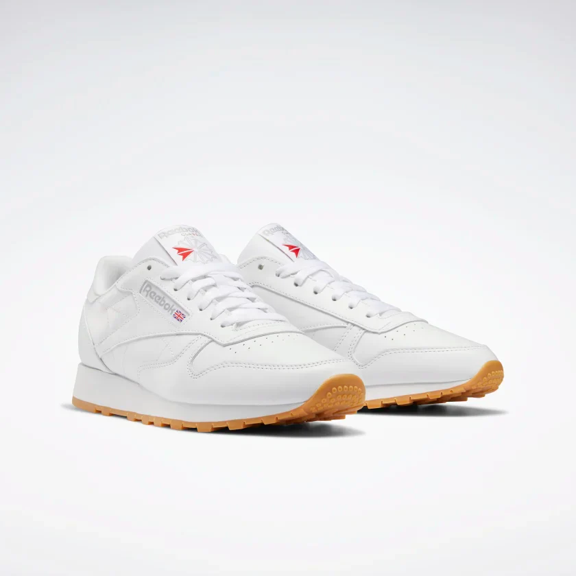 NMReebok Men's Classic Leather Shoes - Ftwr White / Pure Grey 3 / Rubber Gum