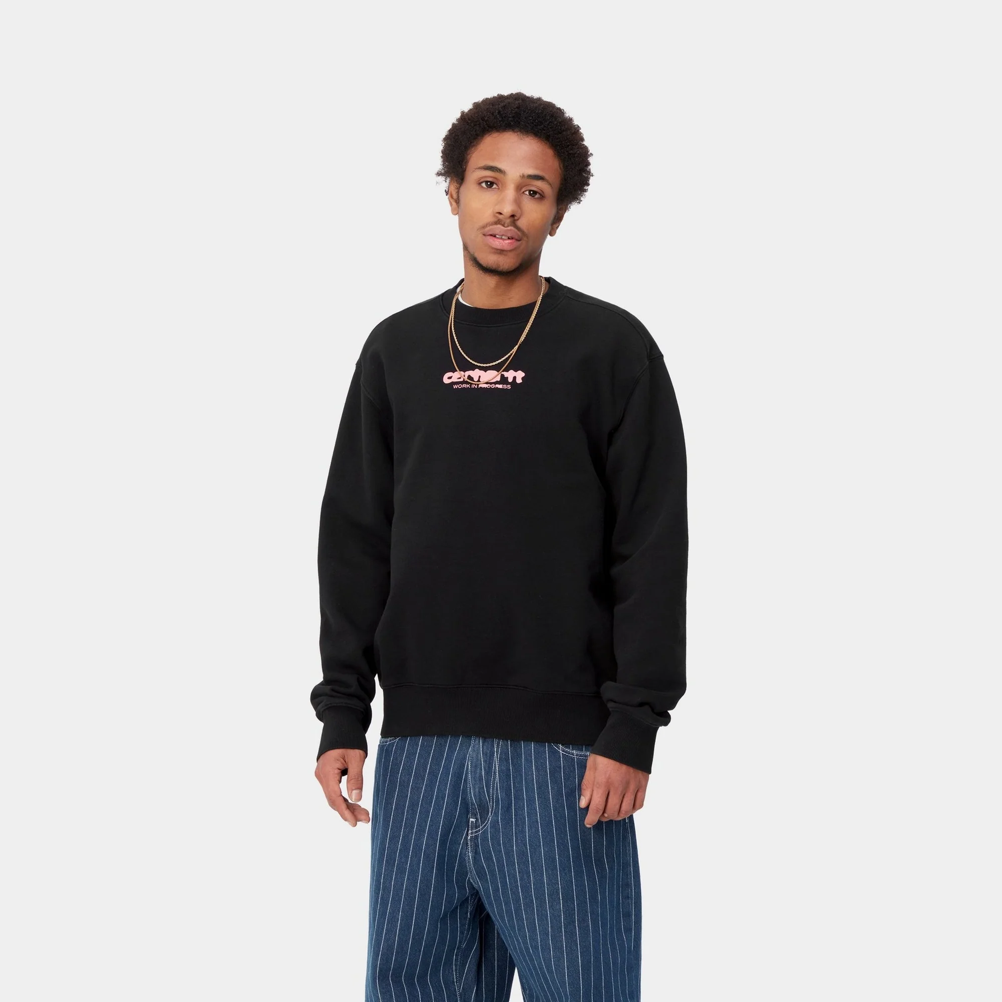 NMInk Bleed Sweatshirt | Black / Pink (stone washed)