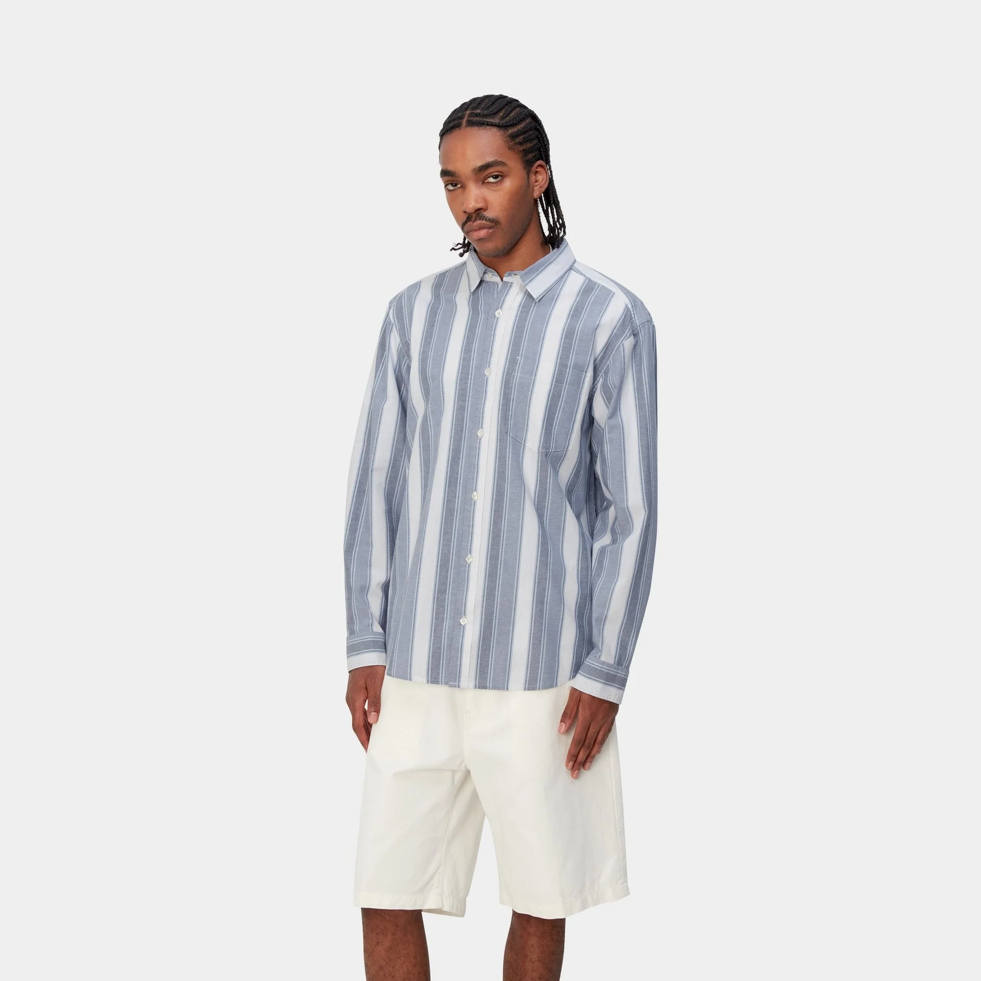 NMKendricks Stripe Shirt | Hudson Blue / Bay Blue