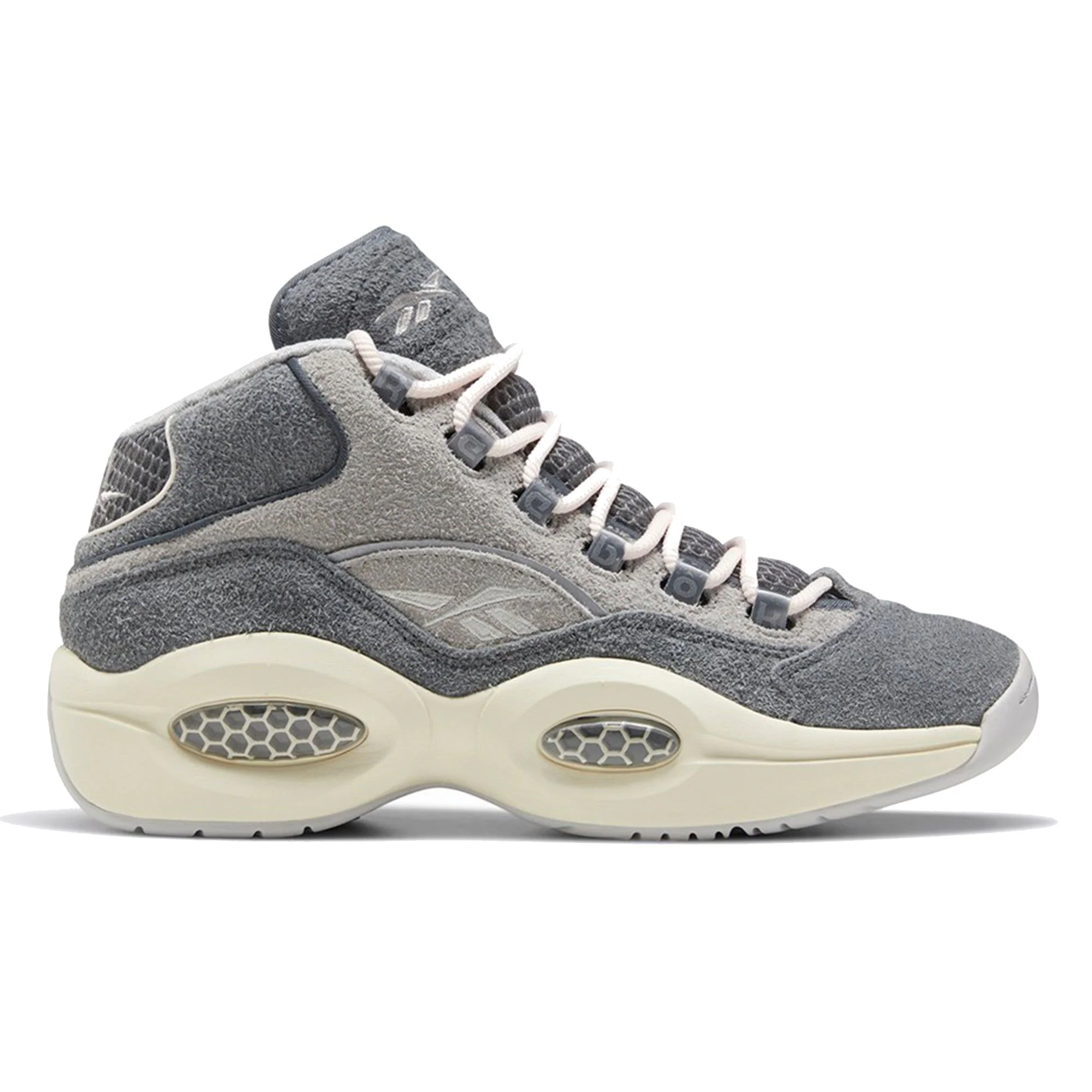 NMReebok Men's Question Mid Suede Shoes - Grey / Steel / Chalk White