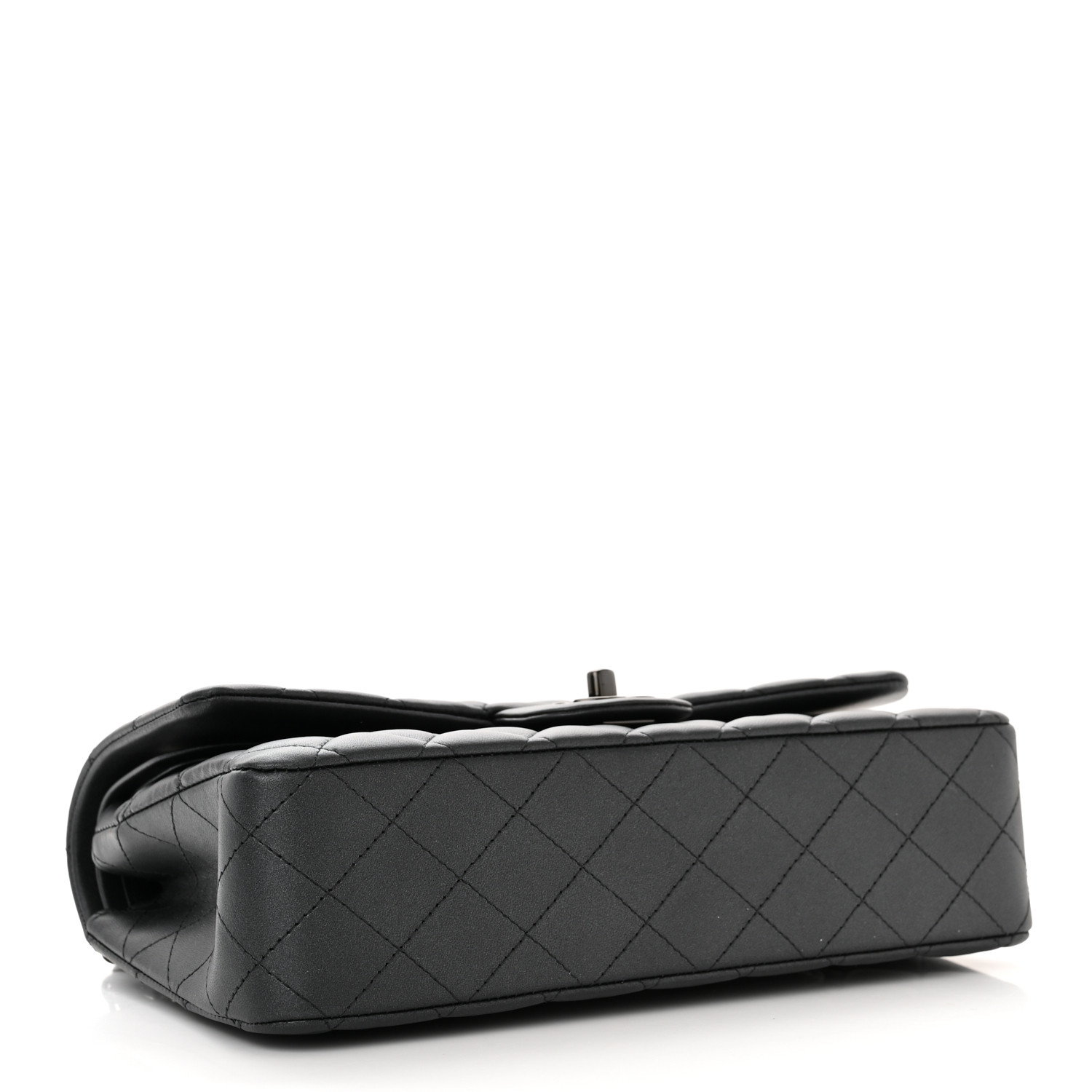 NMLambskin Quilted Medium Double Flap So Black