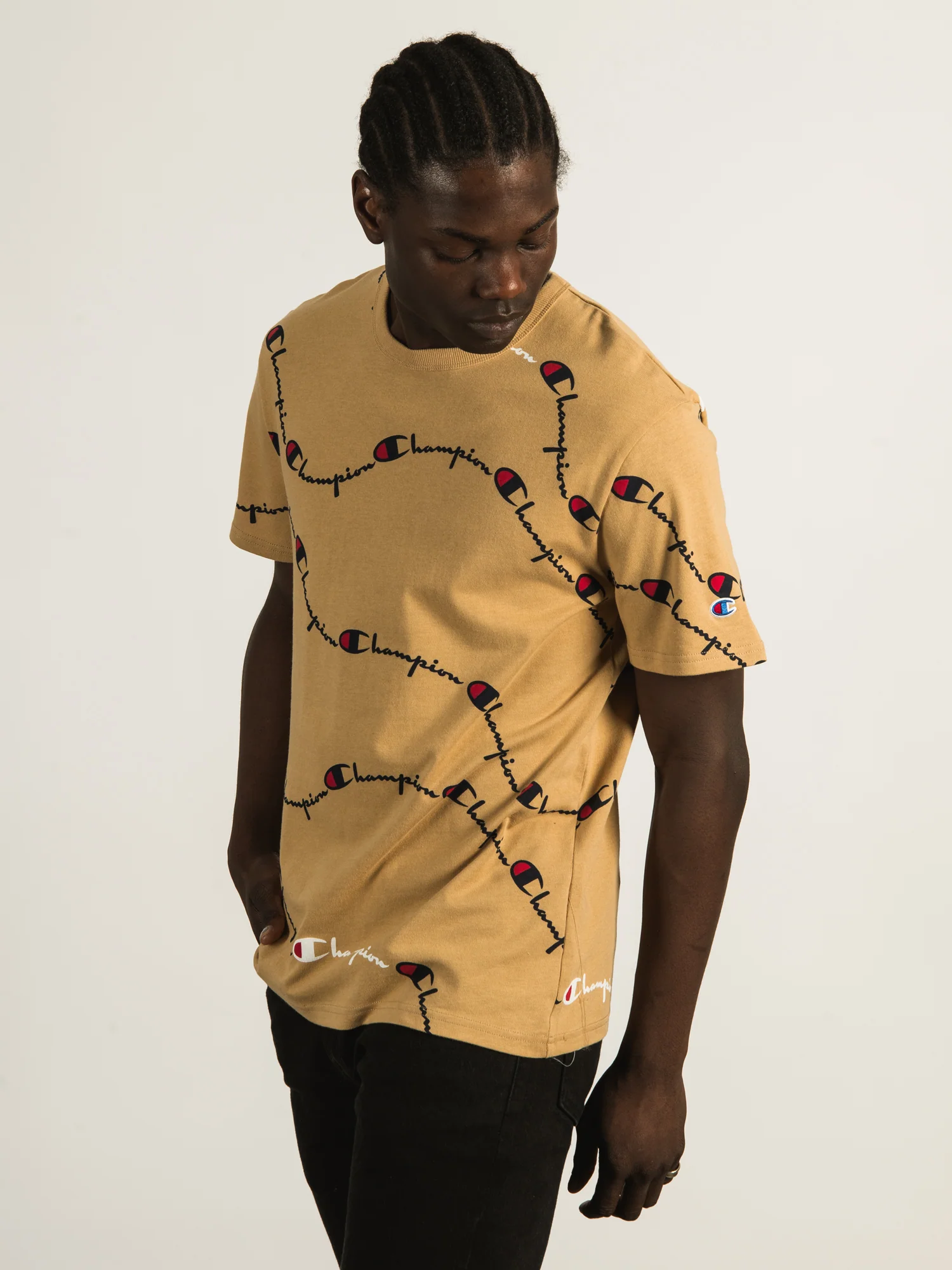 NMCHAMPION REVERSE WEAVE ALL OVER PRINT HERITAGE T-SHIRT