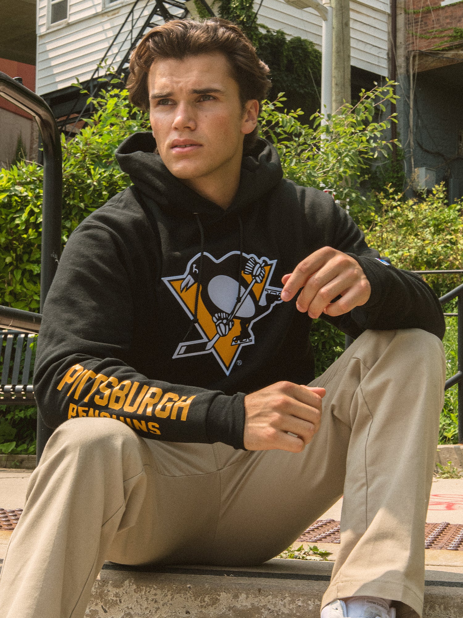 NMCHAMPION NHL PITTSBURG PENGUINS CENTER ICE PULLOVER HOODIE