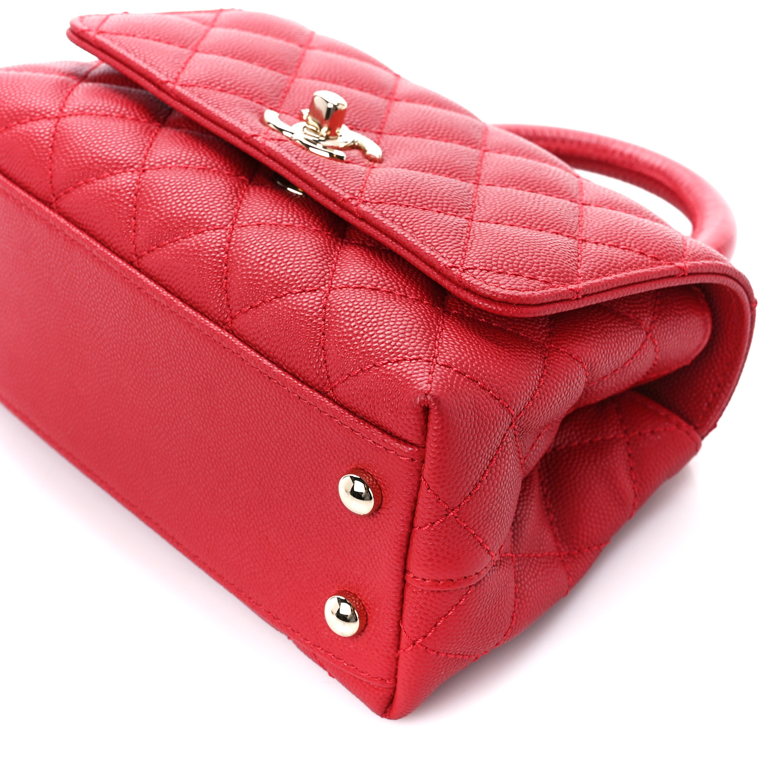 NMCaviar Quilted Lizard Embossed Extra Mini Coco Handle Flap Red