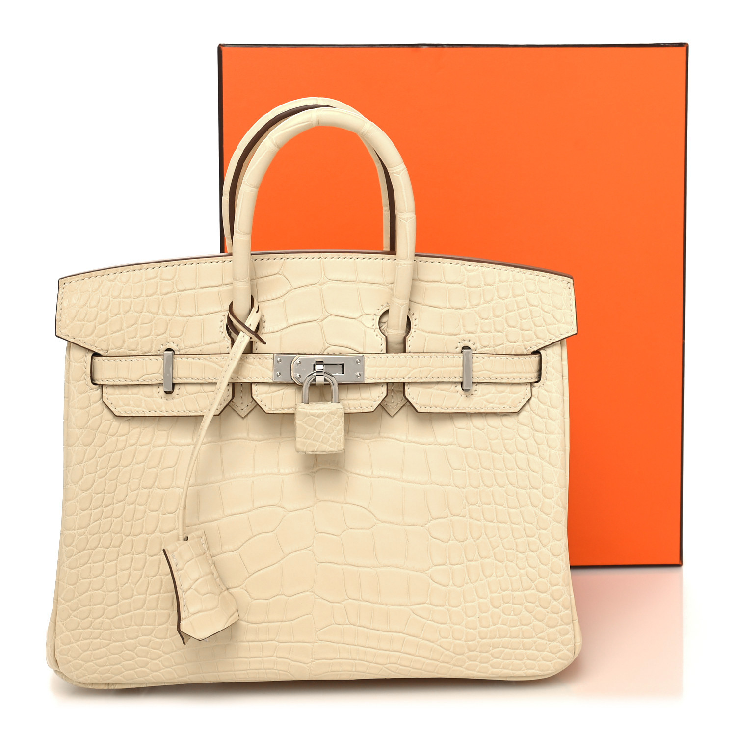 NMMatte Alligator Birkin 25 Vanille