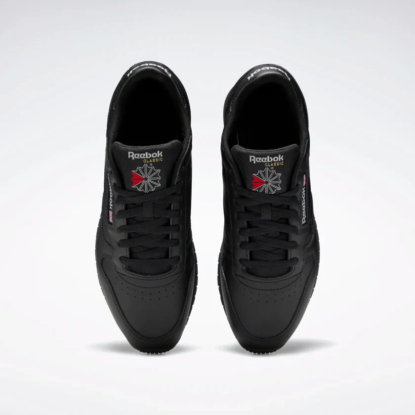 NMReebok Men's Classic Leather Shoes - Core Black / Pure Grey 5