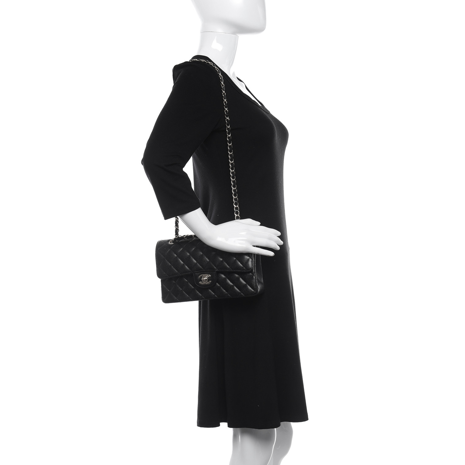 NMCaviar Quilted Small Double Flap Black