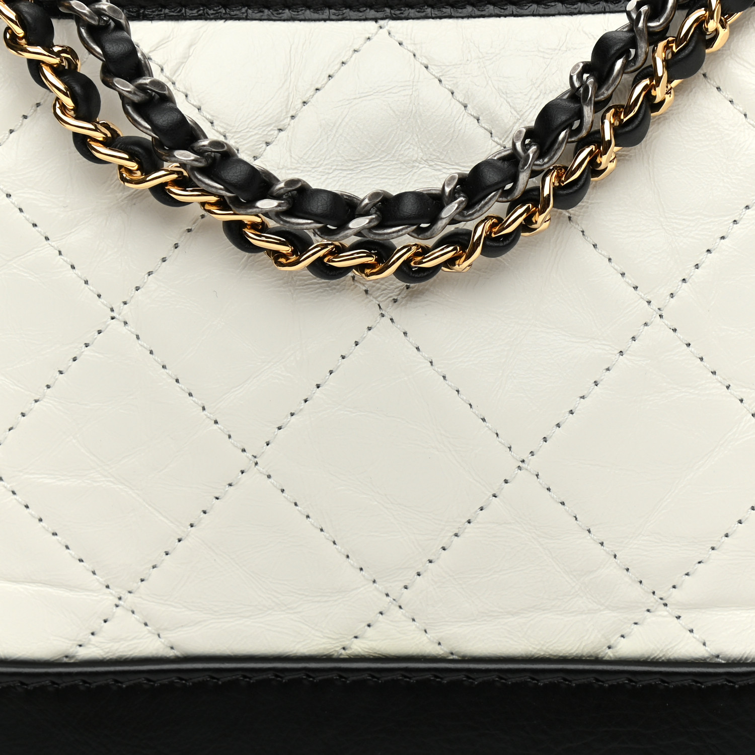 NMAged Calfskin Quilted Small Gabrielle Hobo Black White