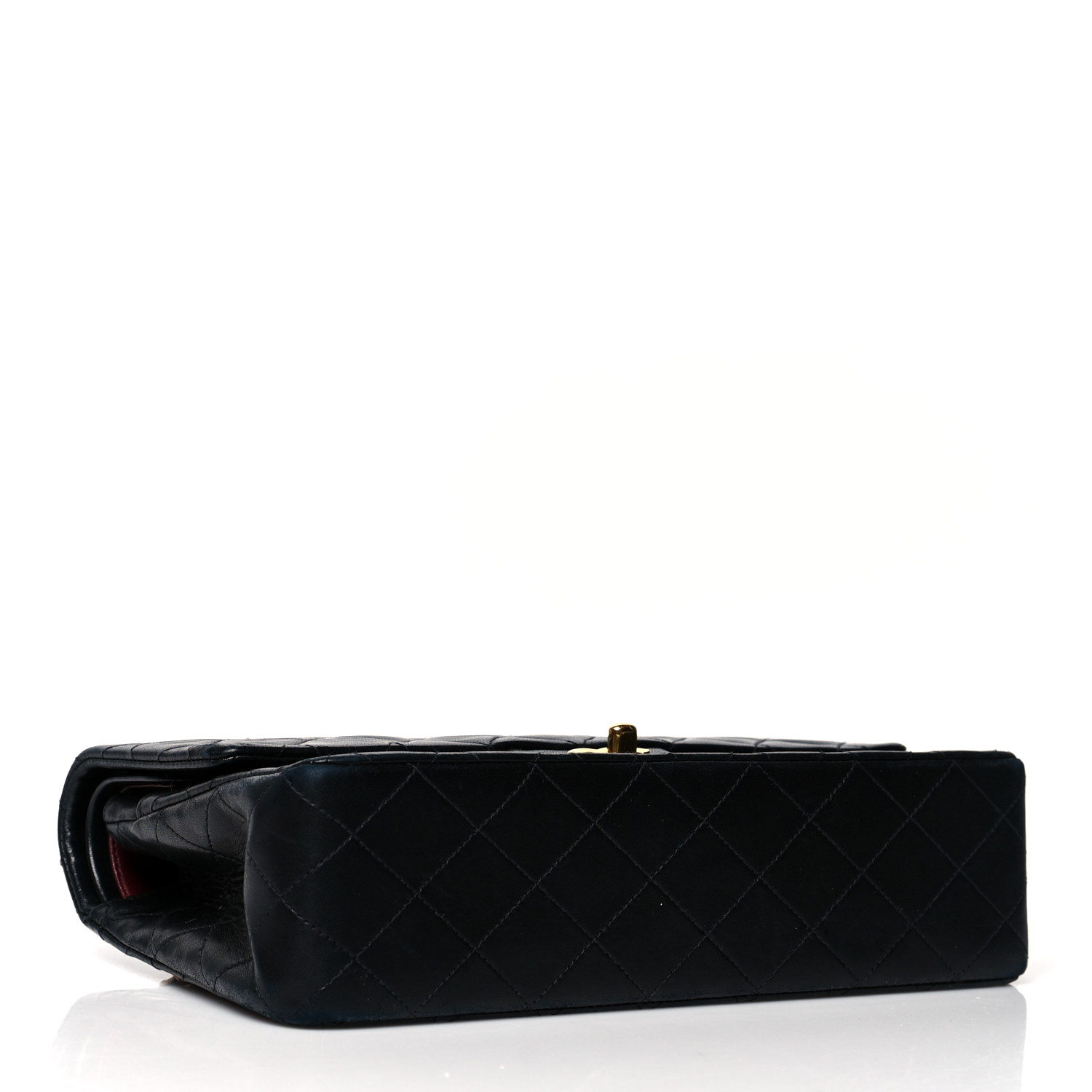 NMLambskin Quilted Medium Double Flap Black