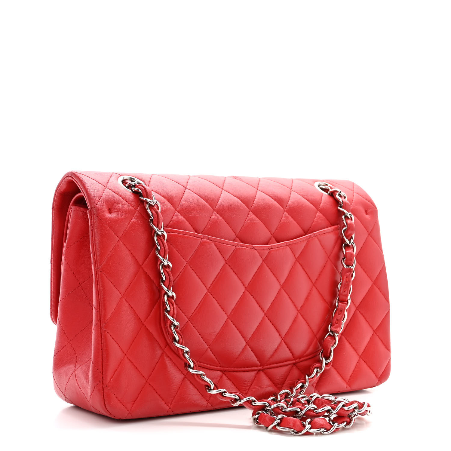 NMLambskin Quilted Medium Double Flap Red