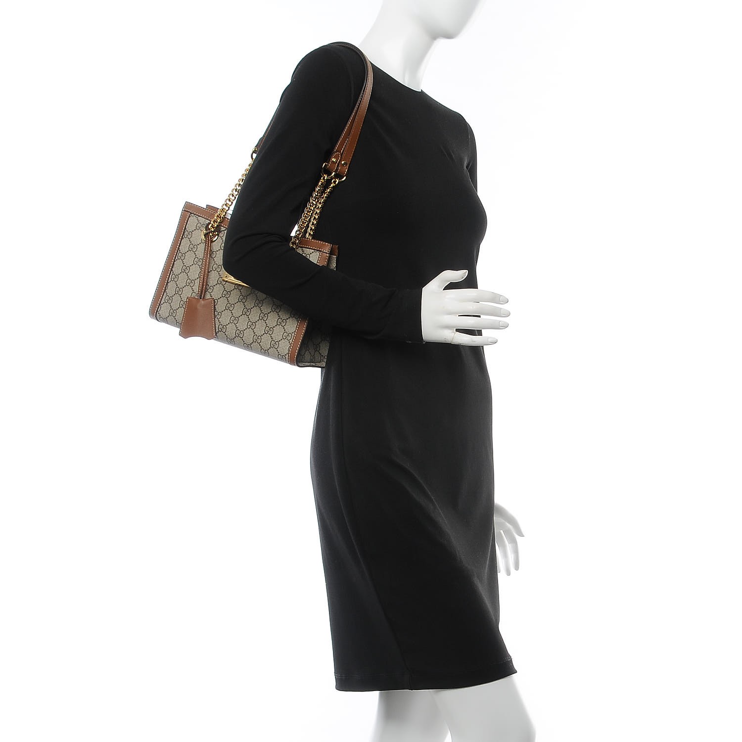 NMGG Supreme Monogram Calfskin Small Padlock Tote Beige Ebony Tuscany