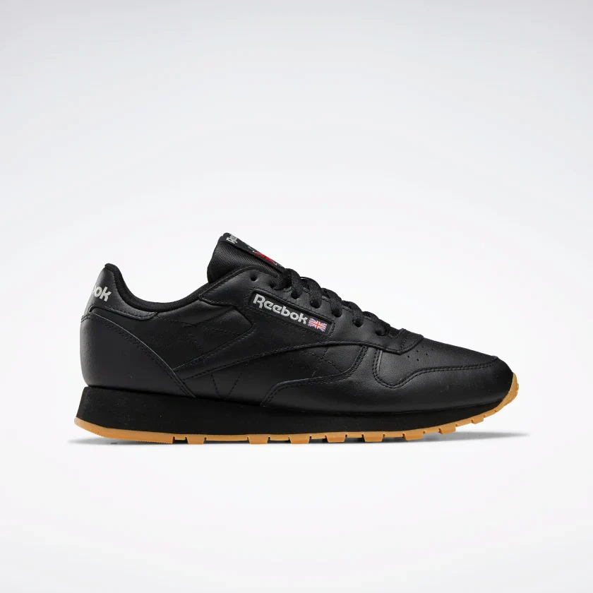 NMReebok Men's Classic Leather Shoes - Core Black / Pure Grey / Rubber Gum