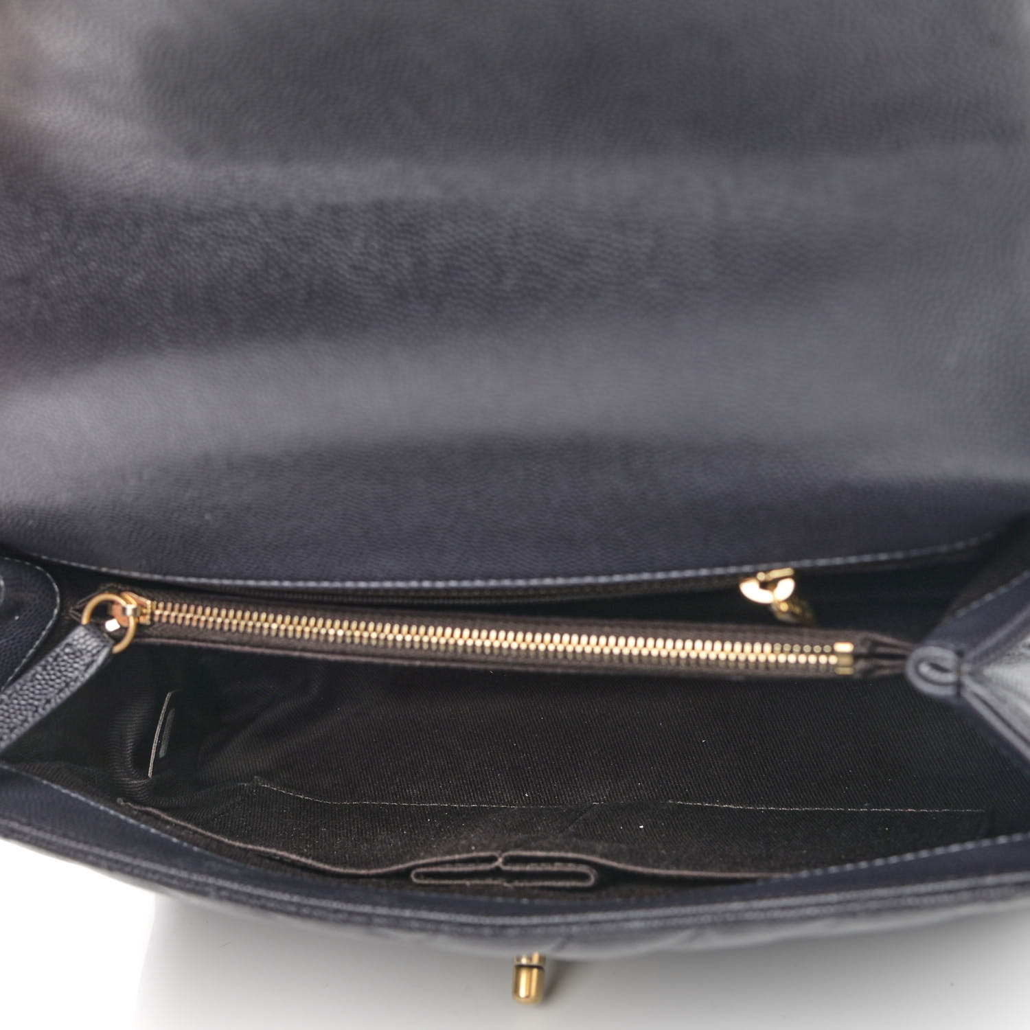 NMCaviar Chevron Quilted Small Coco Handle Flap Dark Grey