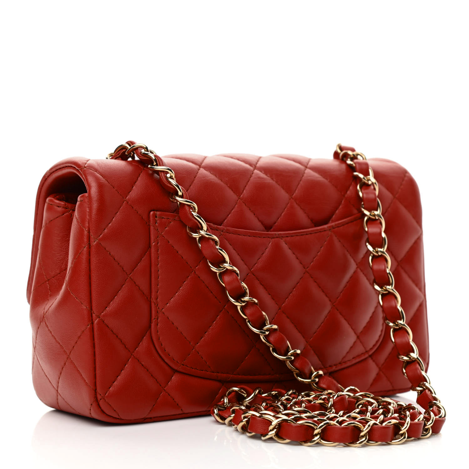 NMLambskin Quilted Mini Rectangular Flap - Red