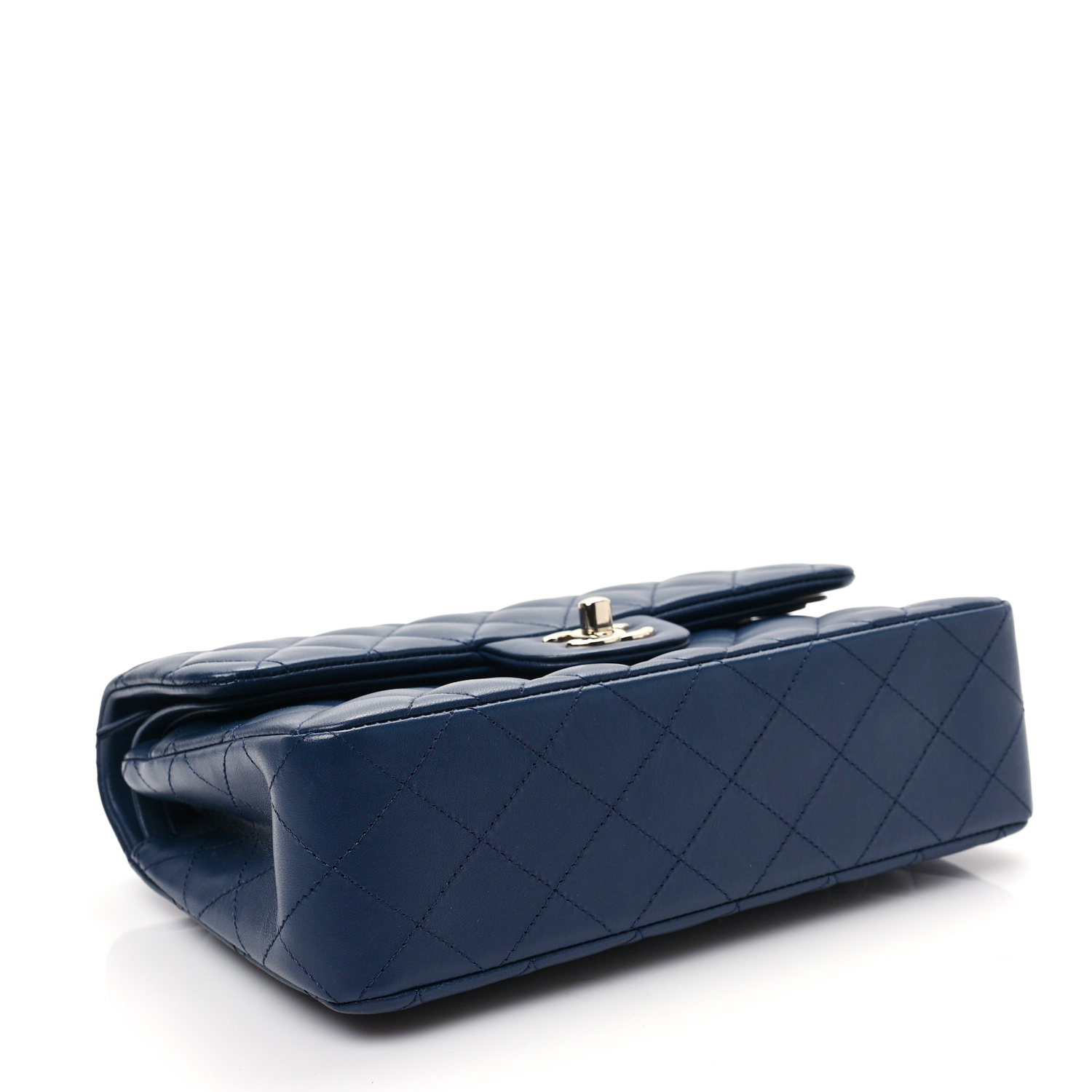 NMLambskin Quilted Small Double Flap Dark Blue